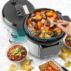 Скороварка-мультиварка электрическая Endever Vita-133 черный/стальной, 1200 Вт, 6 л, 12 авторежимов работы, книга рецептов, 2 шт/уп.