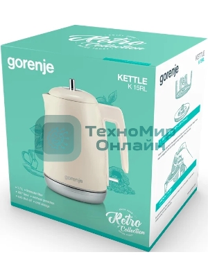 Чайник электрический Gorenje K15RL 1.7 л, 2200 Вт, бежевый (корпус: металл/пластик)