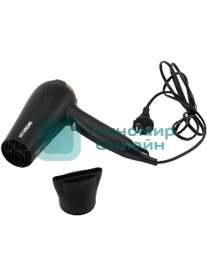 Фен Hyundai H-HDI0755 черный матовый, 2000 Вт, ионизация