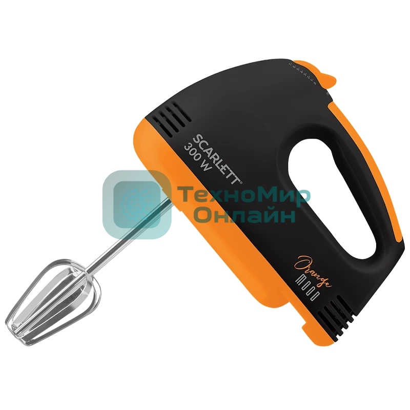 Миксер ручной Scarlett SC-HM40S20 300 Вт, черный/оранжевый