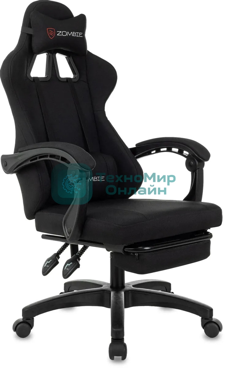 Кресло Zombie Weaver черный, ткань, подголовник, подставка для ног