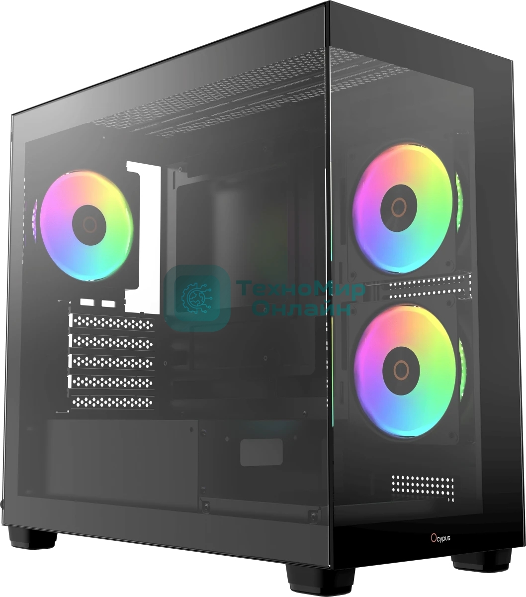 Компьютерный корпус Ocypus Gaммa C52 BK ARGB mATX/win/black/3 ARGB fans/no PSU/Tempered Glass