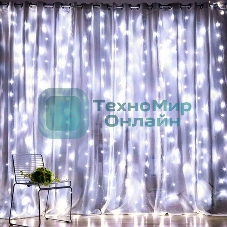 Гирлянда светодиодная новогодняя ЭРА ЕNIGW - 400W Занавес 8 режимов 3*3 м холодный белый 320 LED IP20 220 V