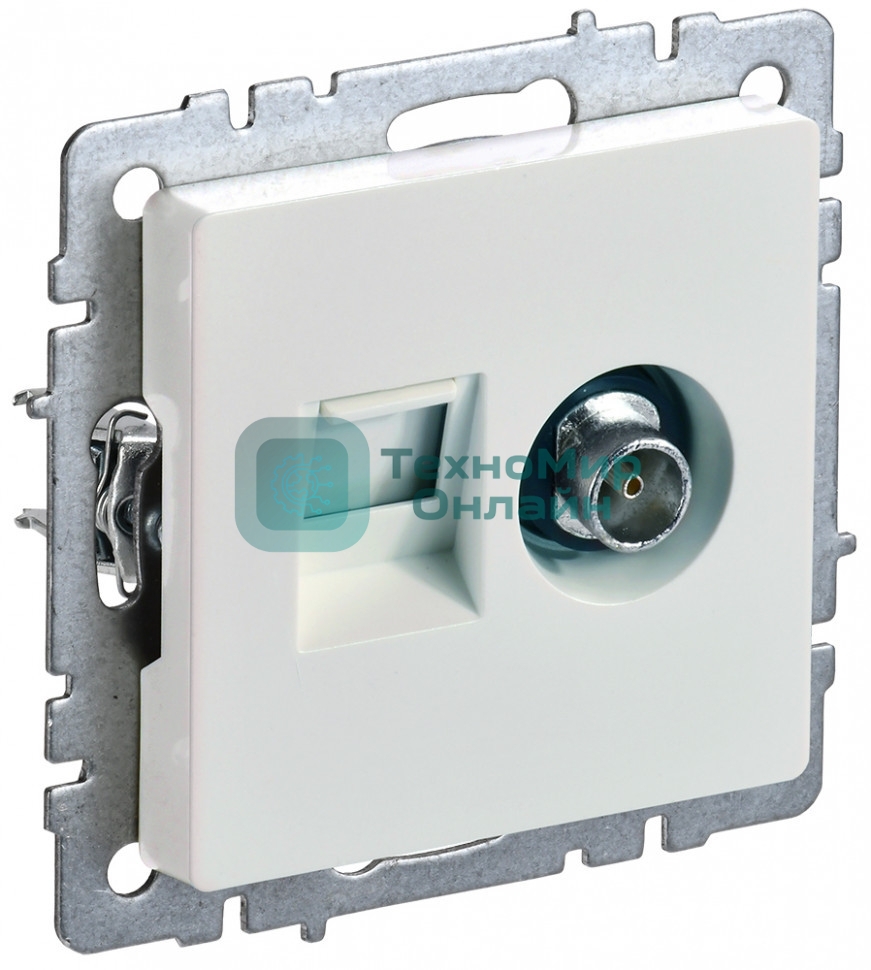 Розетка телевизионная двойная TV+RJ45 IEK BRITE РТВ/РК12-БрЖ кат.5E жемчуг