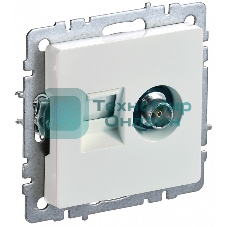 Розетка телевизионная двойная TV+RJ45 IEK BRITE РТВ/РК12-БрЖ кат.5E жемчуг