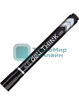 Маркер перманентный Deli Think EU10120, скошенный пишущий наконечник, 2-5мм, черный