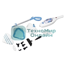 Паровая швабра Blackton Bt SM1114 White-blue, Мощность 1300 Вт, 2 в 1. Вертикальная и компактная, Резервуар для воды 300 мл, Время неприрывной работы до 20 минут, Быстрая и эффективная очистка всех типов полового покрытия: паркет, линолеум, плитка, Уничтожение до 99,9% бактерий и микробов, Поворотная щетка, 12 насадок в комплекте, Вертикальная парковка, Быстрый нагрева 20 секунд