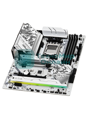 Материнская плата ASRock B650 Steel Legend WiFi, AM5, AMD B650, 4xDDR5, 4xSATA, 3xM.2, 1xPCIe 5.0 x16, 1xPCIe 3.0 x16, 1xPCIe 4.0 x1, 1xHDMI, 1xDP, 1x2.5Gb LAN, Wi-Fi 6E, Bluetooth 5.2, 1xUSB-C 20Gbps, 1xUSB-A 10Gbps, 4xUSB-A 5Gbps, 4xUSB-A 2.0, 2x3.5 мм, 7.1, ATX
