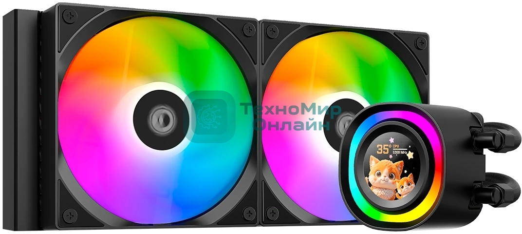 Система жидкостного охлаждения ID-Cooling FX240 LCD (Soc 1851/1700/1200/115X/AM5/AM4, 2x120мм fan, 2000rpm, 27.2 дБ, 300W, PWM 4-pin/5V 3Pin ARGb,Cop) (FX240 LCD)