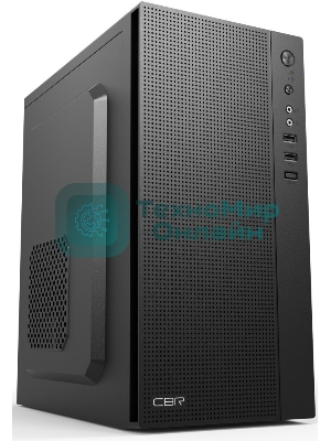 Компьютерный корпус CBR PCC-MATX-MX08-WPSU mATX Minitower MX08, без БП, 2*USB 2.0, HD Audio+Mic, черный