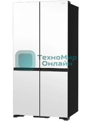 Холодильник Hitachi R-WB720PUC1 GPW белый стекло трехкамерный 357/103л морозилка снизу, No Frost, Side by Side