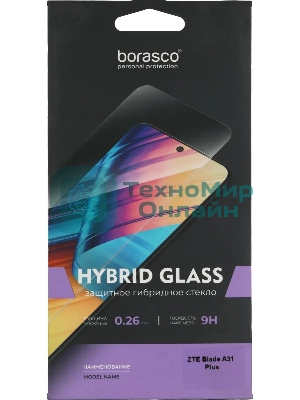 Защитное стекло для экрана BoraSCO Hybrid Glass для ZTE Blade A31 Plus антиблик, 71 х 153 мм, 2.5D, прозрачный