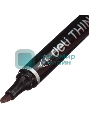 Маркер перманентный Deli Think EU10120, скошенный пишущий наконечник, 2-5мм, черный