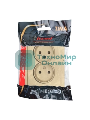 Розетка LEZARD 704-3600-128BQC 2-мест. б/з СП ZIMA IP20 16А ПБТ безвинт. зажим зол.