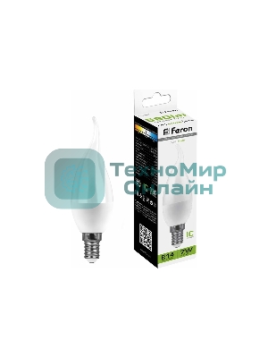 Лампа светодиодная Feron LB-97 (25761) 7 вт Е14 белый матовая свеча на ветру