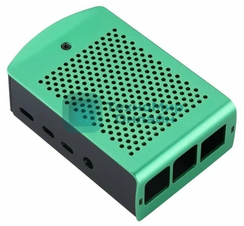 Корпус перфорированный Qumo с доп.креплением, Aluminum Case, Raspberry Pi 4B, green(RS037)