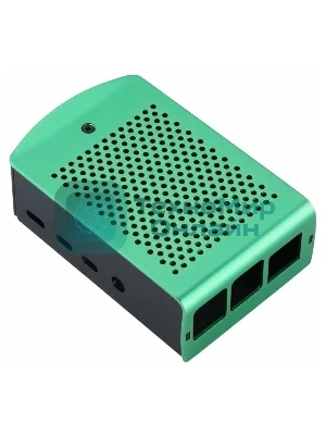 Корпус перфорированный Qumo с доп.креплением, Aluminum Case, Raspberry Pi 4B, green(RS037)
