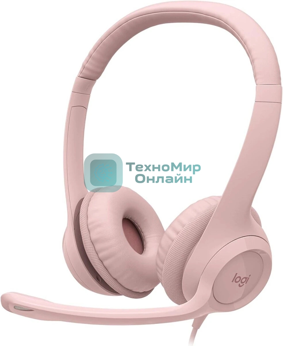 Гарнитура Logitech Stereo Headset H390 розовый, проводная, USB, регулятор громкости, шумоподавление микрофона