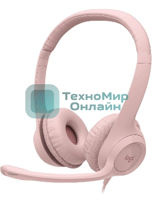 Гарнитура Logitech Stereo Headset H390 розовый, проводная, USB, регулятор громкости, шумоподавление микрофона
