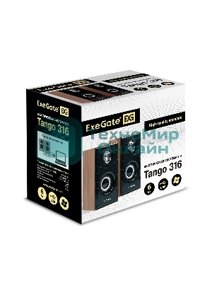 Акустическая система 2.0 ExeGate EX289694RUS Tango 316 (питание USB, 2х3Вт (6 Вт RMS), 80-20000Гц, дерево)