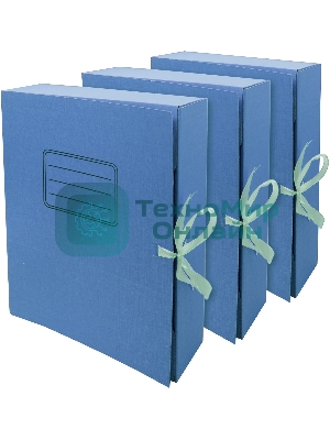 Папка архивная 2 завязки Silwerhof 1914784 микрогофрокартон корешок 75мм, A4 синий (упаковка: 3шт)