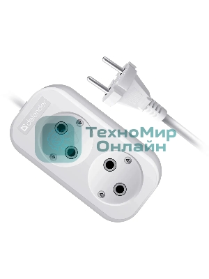 Удлинитель бытовой Defender B220 - 2 роз х 2 м, белый