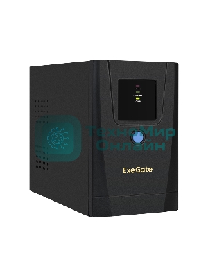 Источник бесперебойного питания ExeGate SpecialPro UNB-650.LED.AVR.1SH.2C13 650VA/360W, LED, AVR, 1*Schuko+2*C13, металлический корпус, черный