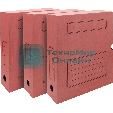 Короб архивный Silwerhof 1914765 микрогофрокартон корешок 75мм, A4 красный (упаковка: 3шт)