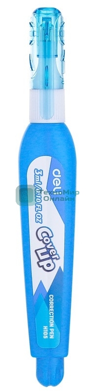 Ручка корректор Deli EH10590 голубой, корпус белый 3мл, дисплей картонный
