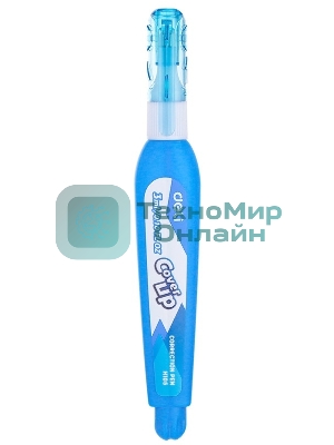Ручка корректор Deli EH10590 голубой, корпус белый 3мл, дисплей картонный