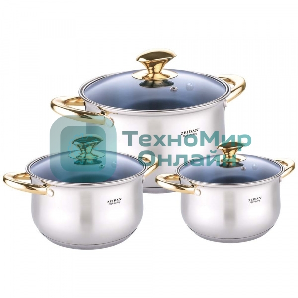 Набор кастрюль Zeidan Z-50644 6 пр. 3 л, 4 л, 6,1 л