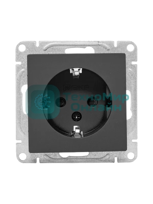 Механизм розетки EKF UP1-SOB-111 16А, с заземлением, со шторками, черный Эпика