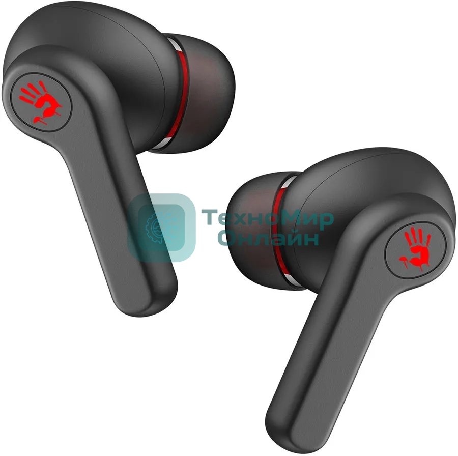 Наушники TWS A4Tech Bloody M30 черный/красный, внутриканальные, Bluetooth, до 22 ч