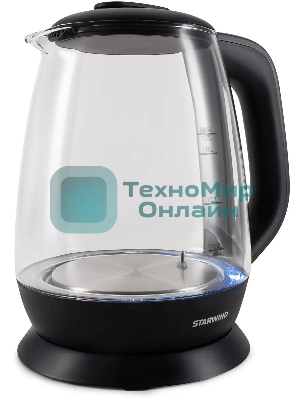 Чайник электрический Starwind SKS3036 1.7л. 2200Вт черный корпус: стекло
