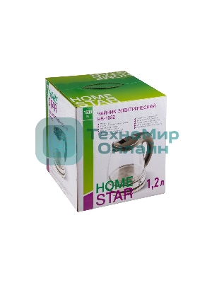 Чайник электрический Homestar HS-1052 1,2 л, стекло/пластик черный