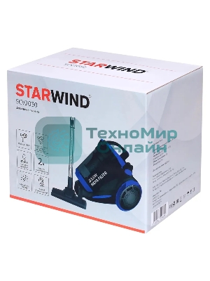 Пылесос Starwind SCV2030 синий/черный, 350/2000 Вт, уборка сухая, пылесборник контейнер 2 л