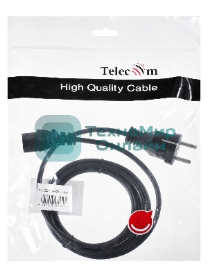 Кабель компьютер - розетка 1,5 м 220V (Европейский стандарт) VCOM/TELECOM