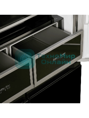 Холодильник Maunfeld MFF183NFBE черный трехкамерный 270/135л морозилка снизу, NoFrost, Side by Side