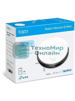 Робот-пылесос TP-Link Tapo RV10 белый/черный, 25 Вт, 2600 мАч Li-Ion, уборка влажная/сухая, пылесборник контейнер 0.4 л