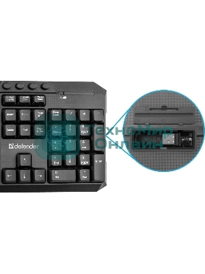 Комплект клавиатура+мышь Defender Jakarta C-805 беспроводной, USB, 1600 DPI, чёрный