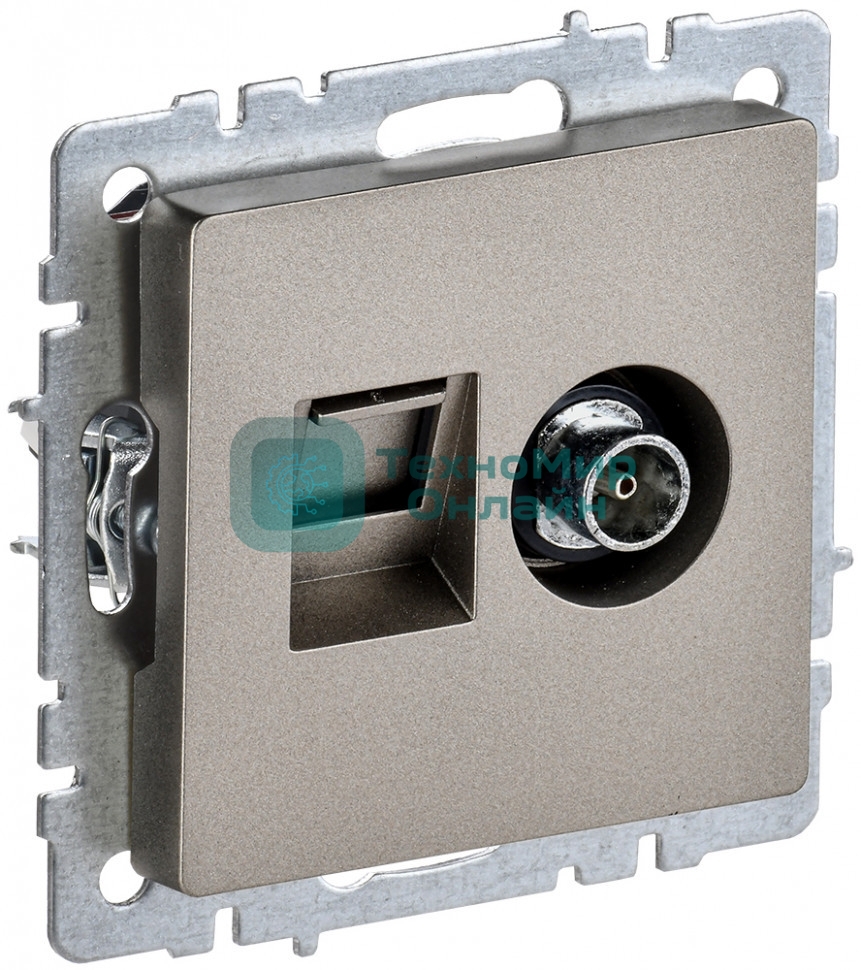 Розетка телевизионная двойная TV+RJ45 IEK Brite РТВ/РК12-БрШ (BR-AK20-1-K37) кат.5E шампань