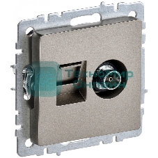 Розетка телевизионная двойная TV+RJ45 IEK Brite РТВ/РК12-БрШ (BR-AK20-1-K37) кат.5E шампань