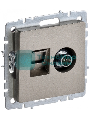 Розетка телевизионная двойная TV+RJ45 IEK Brite РТВ/РК12-БрШ (BR-AK20-1-K37) кат.5E шампань