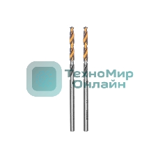 Сверло спиральное по металлу Denzel 3,2 x 65мм, Р6М5, Golden Tip, многогранная заточка, 2 шт.