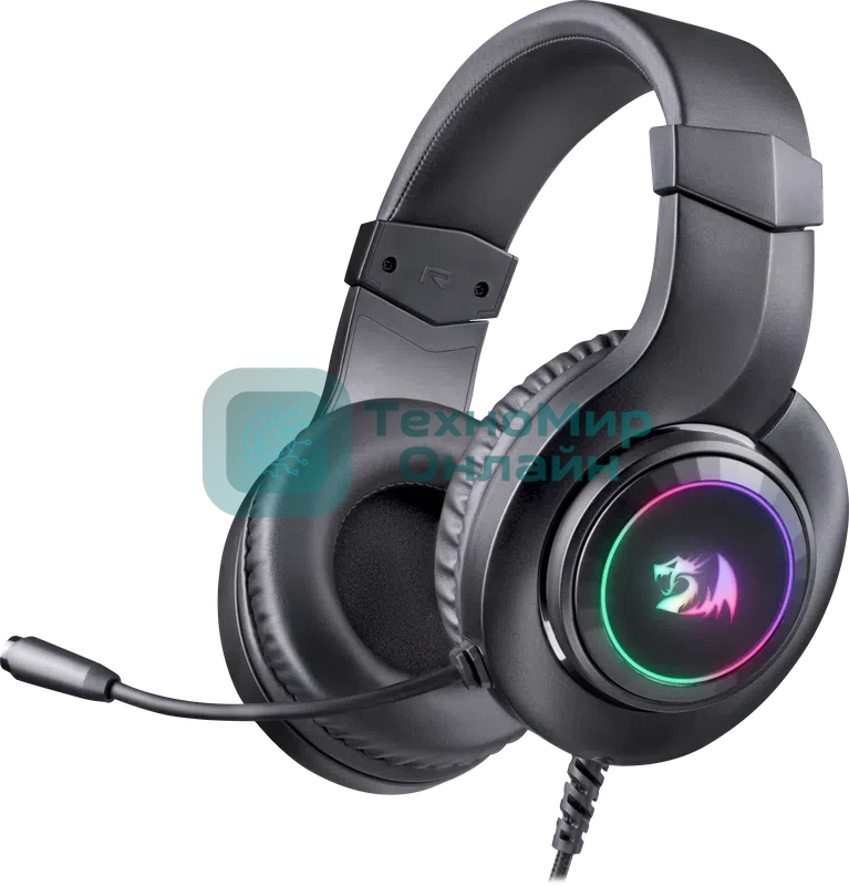 Проводные наушники Redragon Hylas черный, полноразмерные, Jack 3.5 мм, встроенный микрофон, RGB-подсветка