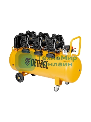 Компрессор безмасл. малошумн. Denzel DLP-4500/150, 4,5 кВт, 3х1,5 кВт,150 л, 2850 об/мин,750 л/мин