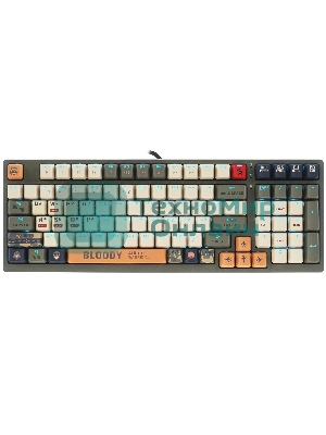 Клавиатура A4Tech Bloody S98 проводная, USB Type-A, белый/зеленый