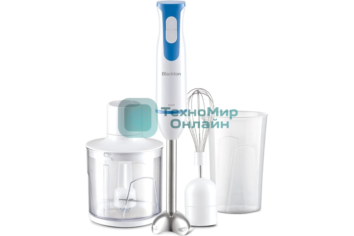 Блендер погружной Blackton Bt HB401S белый-голубой, блендер+миксер+измельчитель 800 Вт