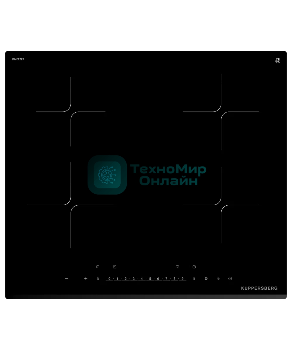 Варочная панель Kuppersberg/Варочная панель Kuppersberg, индукция, High-Tech, 9 уровней мощности, inverter, таймер, пауза, Booster, автоматическое отключение, слайдерное управление, поддержание тепла, черный