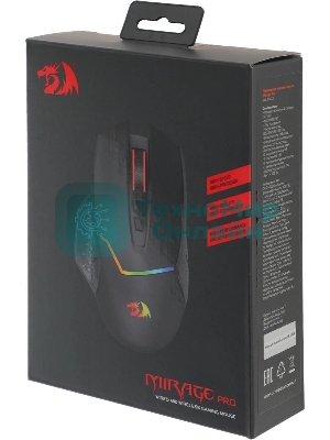 Мышь беспроводная Redragon Mirage Pro черный, 8000 dpi, радиоканал, USB, кнопки - 9